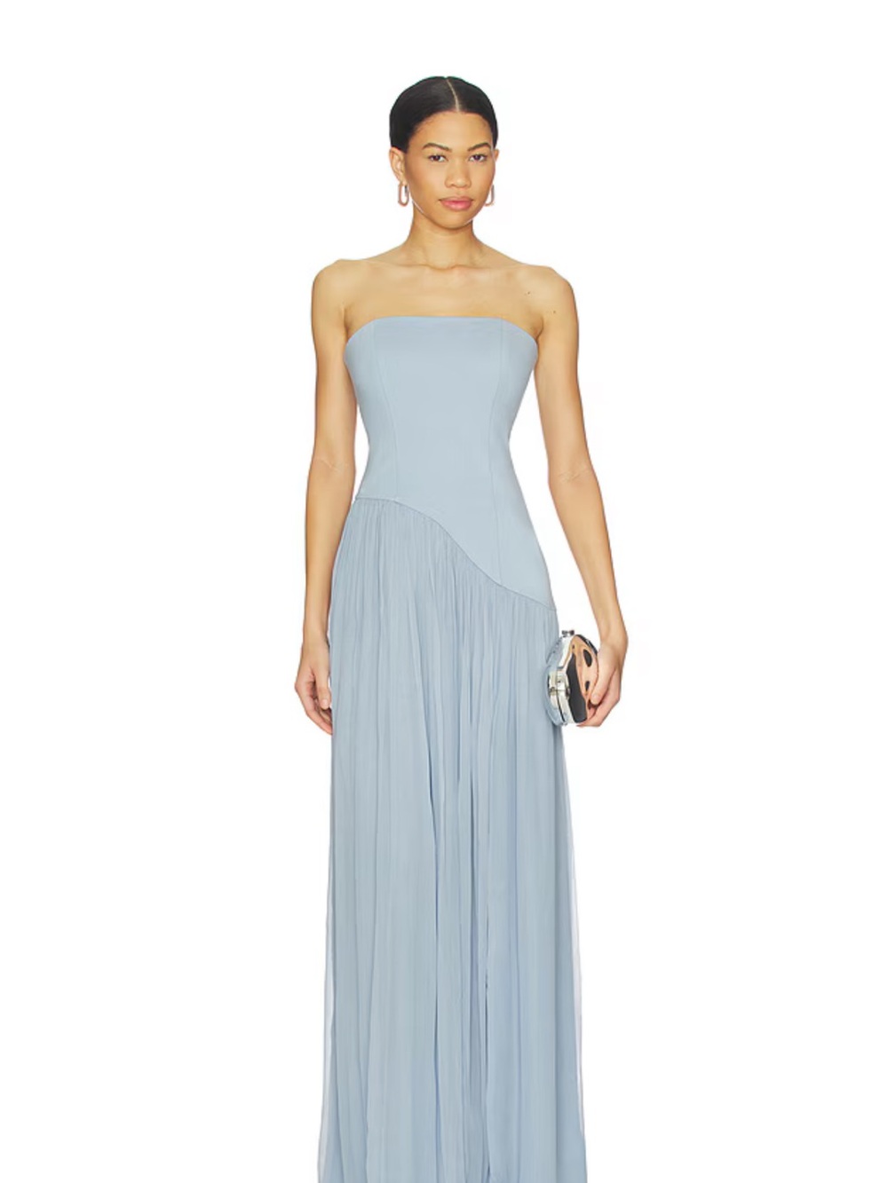 Lovers + Friends Strapless Pleated Maxi Dress in Light Blue